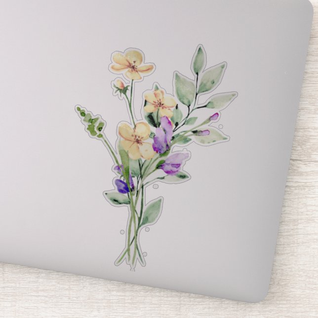 Hand Painted Watercolour Wild Flower Posy Bouquet (Detail)