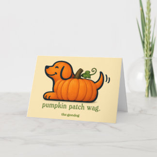Hand Painted Whimsical Fall Pumpkin Dog Card