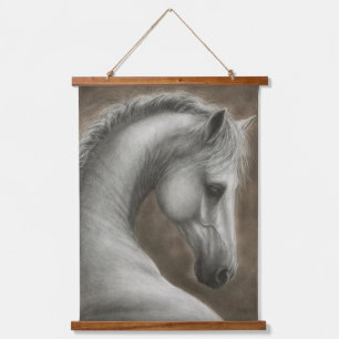 Hand Painted White Horse Art Hanging Tapestry