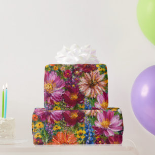 Hand Painted Wildflower Gift Wrap Colourful