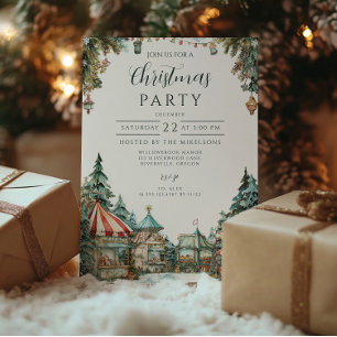 Hand-Painted Winter Village Invitation