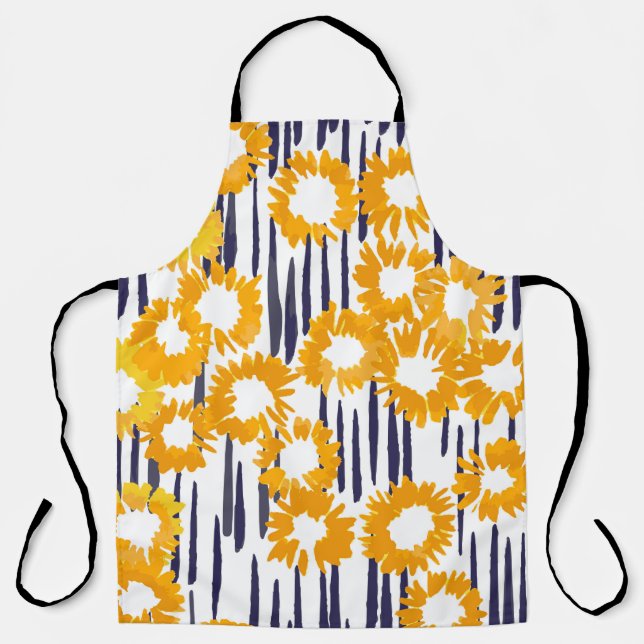 Hand painted yellow flowers seamless pattern apron (Front)