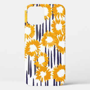 Hand painted yellow flowers seamless pattern iPhone 12 case
