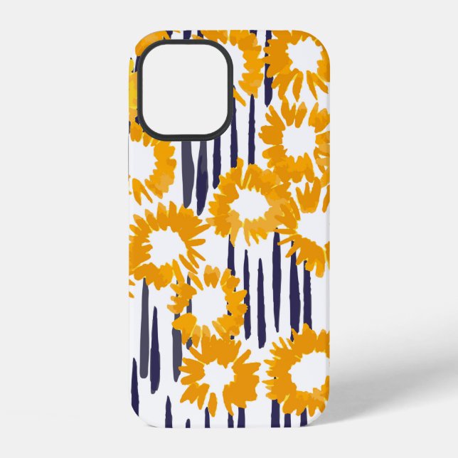 Hand painted yellow flowers seamless pattern iPhone case (Back)