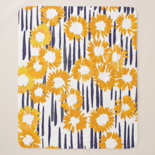 Hand painted yellow flowers seamless pattern sherpa blanket