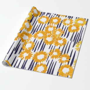 Hand painted yellow flowers seamless pattern wrapping paper