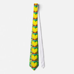 hand painted yellow heart tie
