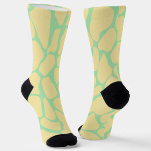 Hand-Painted Yellow & Mint Green Giraffe Spots Socks