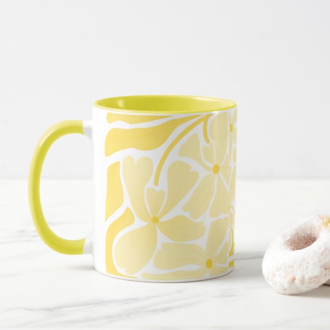 Hand Painted Yellow Mug with Artisan Design (With Donut)