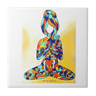 Hand painted yoga girl Ceramic Tile
