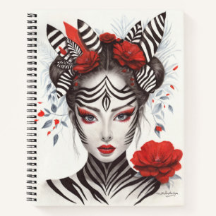 Hand Painted "Zebra Woman" - Award-Winning Pop Art Notebook