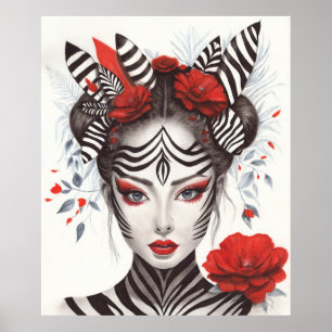 Hand Painted "Zebra Woman" - Award-Winning Pop Art Poster
