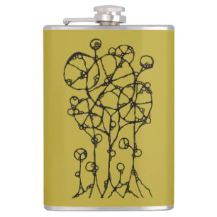Hand Painting - Abstract Tree Group 1 Hip Flask