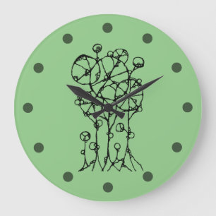 Hand Painting - Abstract Tree Group 1 Large Clock