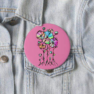 Hand Painting - Abstract Tree Group 3 10 Cm Round Badge