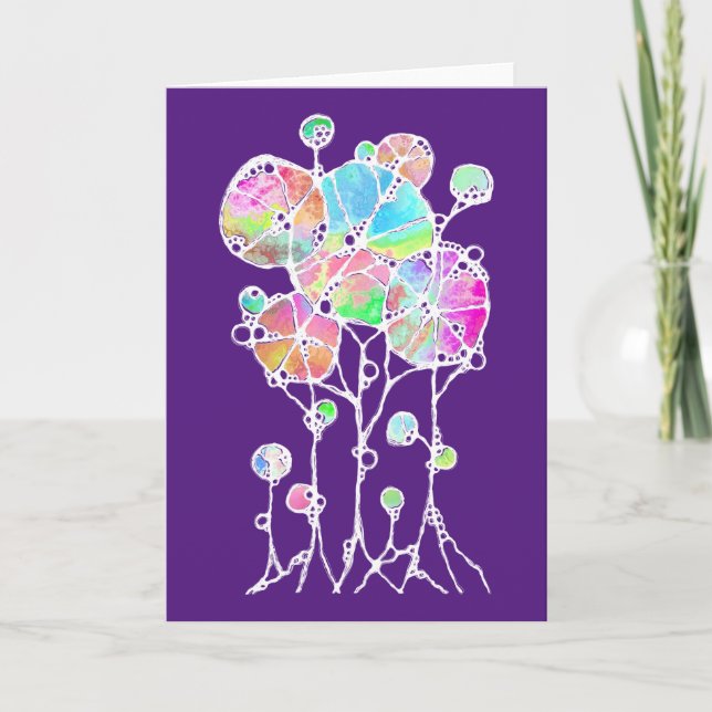 Hand Painting - Abstract Tree Group 4 Card (Front)