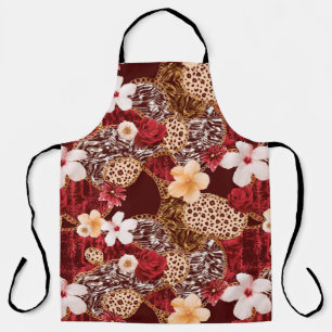 Hand Painting Abstract Watercolor Leopard Zebra an Apron