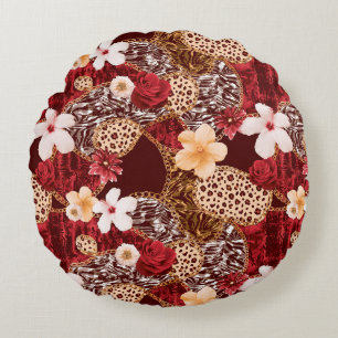 Hand Painting Abstract Watercolor Leopard Zebra an Round Cushion