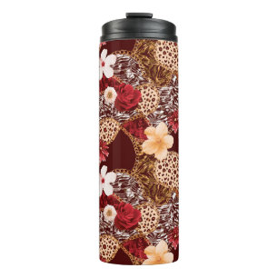 Hand Painting Abstract Watercolor Leopard Zebra an Thermal Tumbler