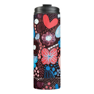 Hand Painting Abstract Watercolor Sketch Doodle Fl Thermal Tumbler