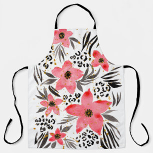 Hand Painting Abstract Watercolor Tropical Exotic  Apron