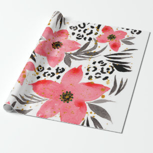 Hand Painting Abstract Watercolor Tropical Exotic Wrapping Paper
