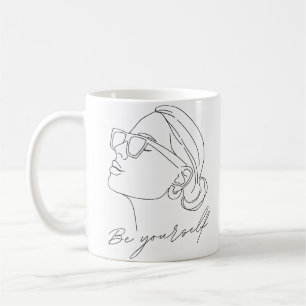 hand painting girl be yourself quote coffee mug