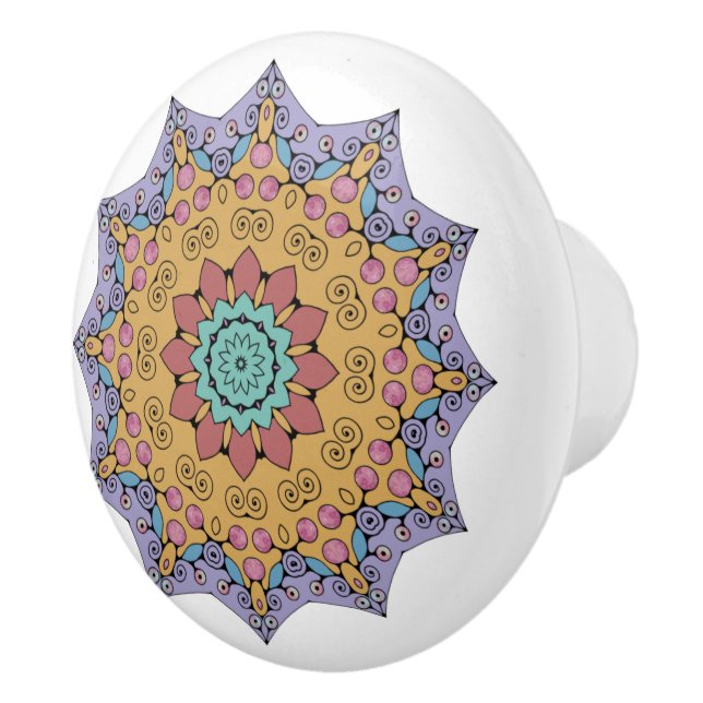Hand Painting Mandala Clock Face 1 Ceramic Knob (Right)