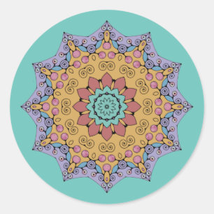 Hand Painting Mandala Clock Face 1 Classic Round Sticker
