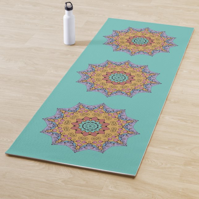 Hand Painting Mandala Clock Face 1 Yoga Mat (In Situ)