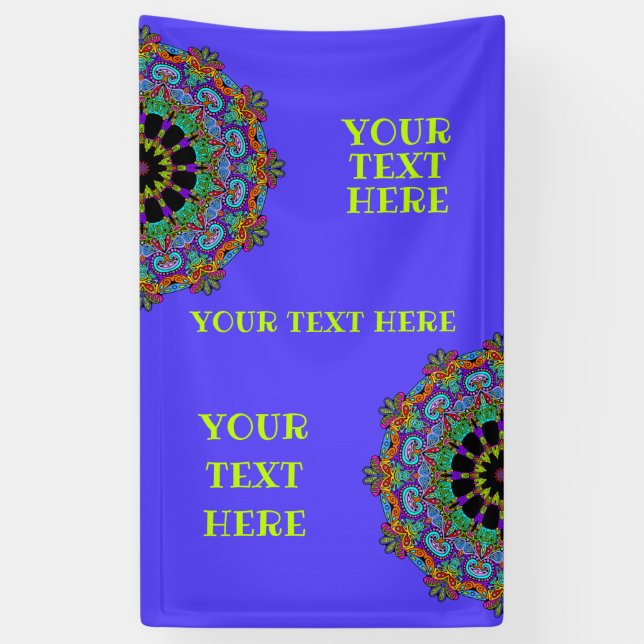 Hand Painting Mandala Clock Face 24 Banner (Vertical)