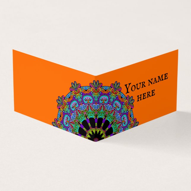 Hand Painting Mandala Clock Face 24 Business Card (Outside)