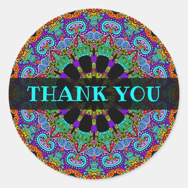 Hand Painting Mandala Clock Face 24 Classic Round Sticker (Front)