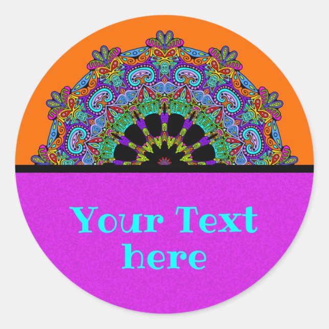 Hand Painting Mandala Clock Face 24 Classic Round Sticker (Front)