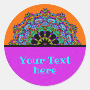 Hand Painting Mandala Clock Face 24 Classic Round Sticker