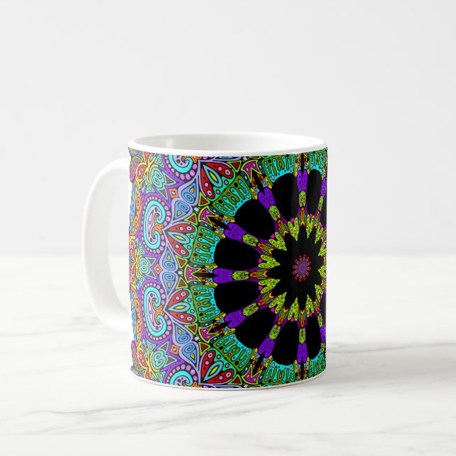 Hand Painting Mandala Clock Face 24 Coffee Mug (Front Left)