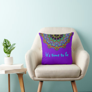 Hand Painting Mandala Clock Face 24 Cushion