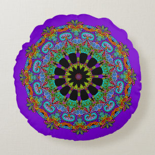 Hand Painting Mandala Clock Face 24 Round Cushion