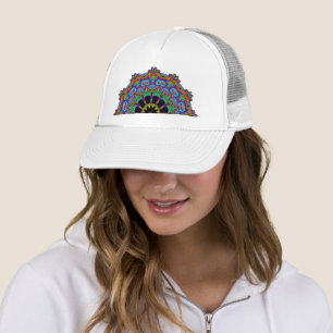 Hand Painting Mandala Clock Face 24 Trucker Hat