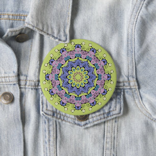 Hand Painting Mandala Clock Face 2 10 Cm Round Badge