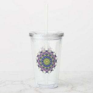 Hand Painting Mandala Clock Face 2 Acrylic Tumbler