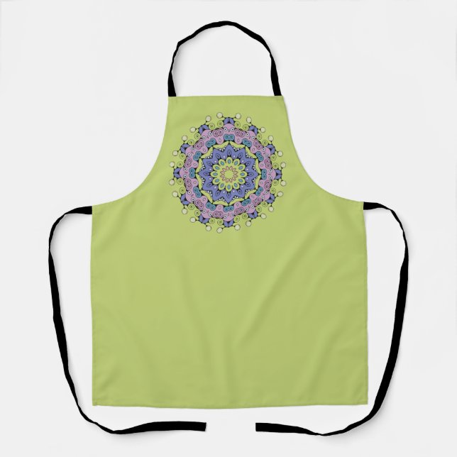 Hand Painting Mandala Clock Face 2 Apron (Front)