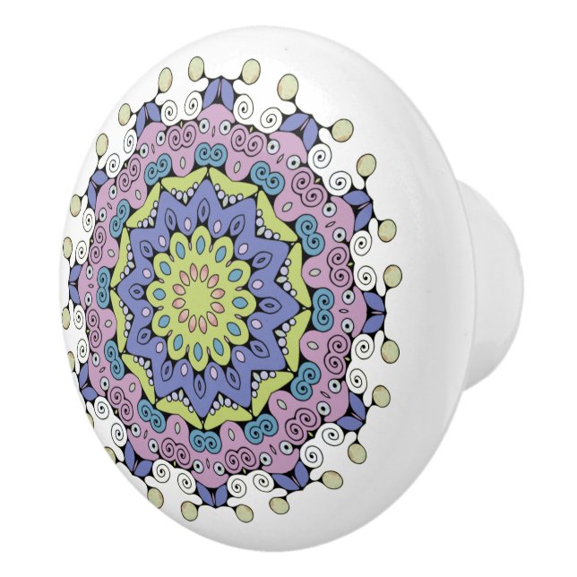 Hand Painting Mandala Clock Face 2 Ceramic Knob (Right)