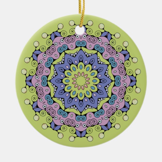 Hand Painting Mandala Clock Face 2 Ceramic Ornament (Front)