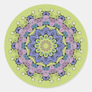 Hand Painting Mandala Clock Face 2 Classic Round Sticker