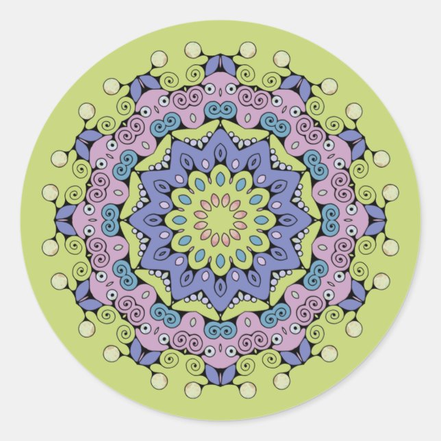 Hand Painting Mandala Clock Face 2 Classic Round Sticker (Front)