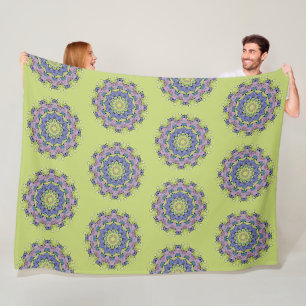 Hand Painting Mandala Clock Face 2 Fleece Blanket
