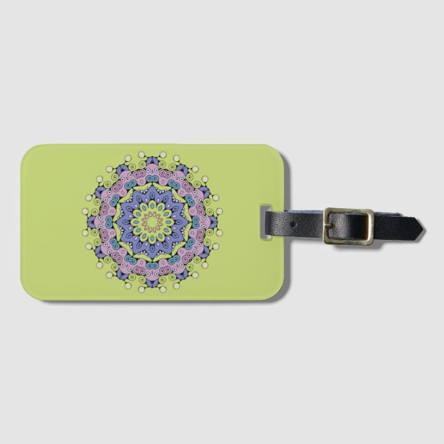 Hand Painting Mandala Clock Face 2 Luggage Tag (Front Horizontal)