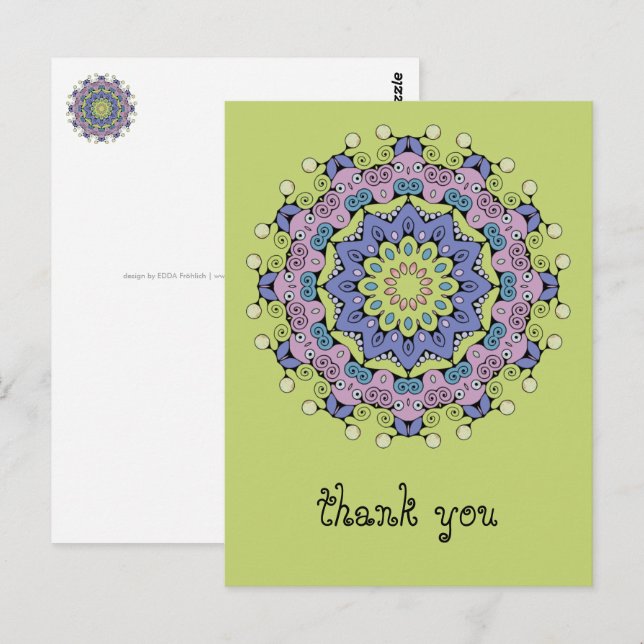 Hand Painting Mandala Clock Face 2 Postcard (Front/Back)
