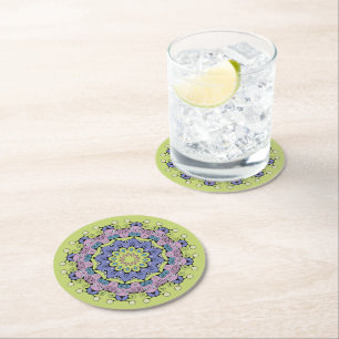 Hand Painting Mandala Clock Face 2 Round Paper Coaster